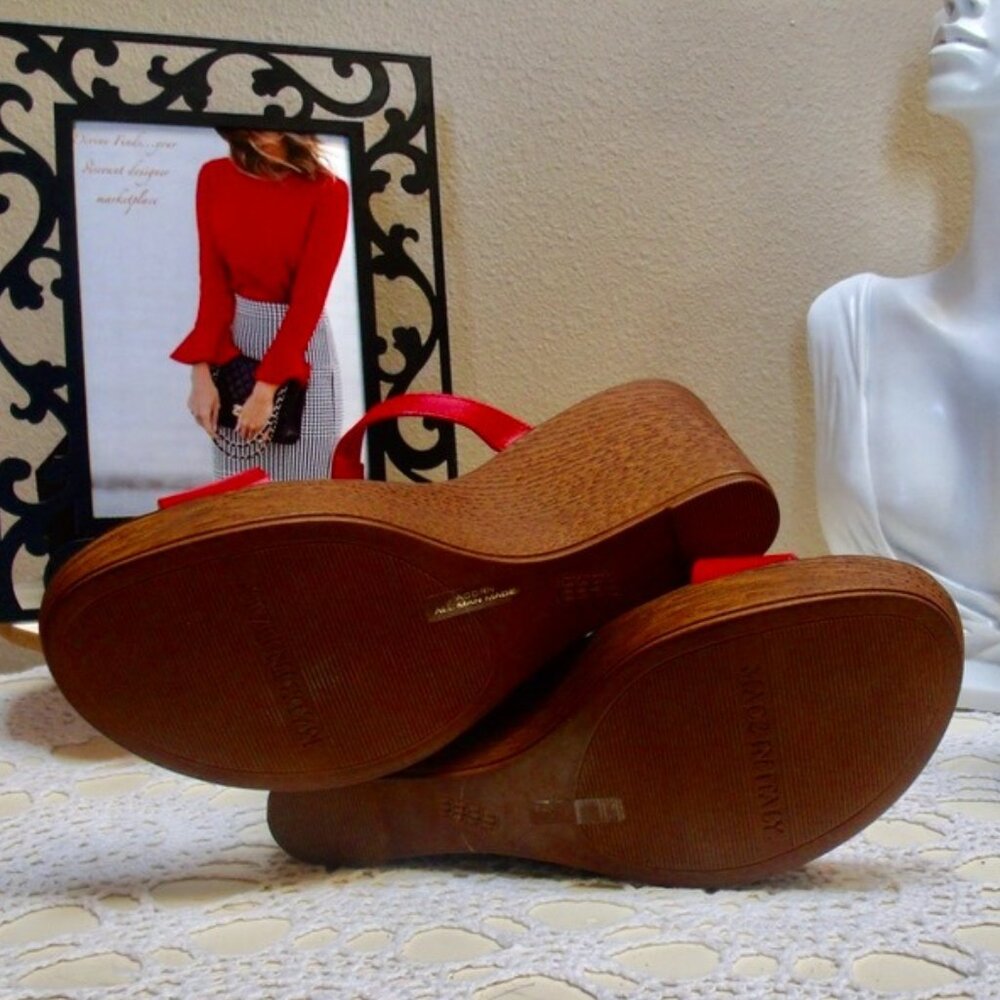 Contessa Italian Shoemakers Rhinestone Bling Red Wedge Sandals 7.5M - Picture 6 of 8